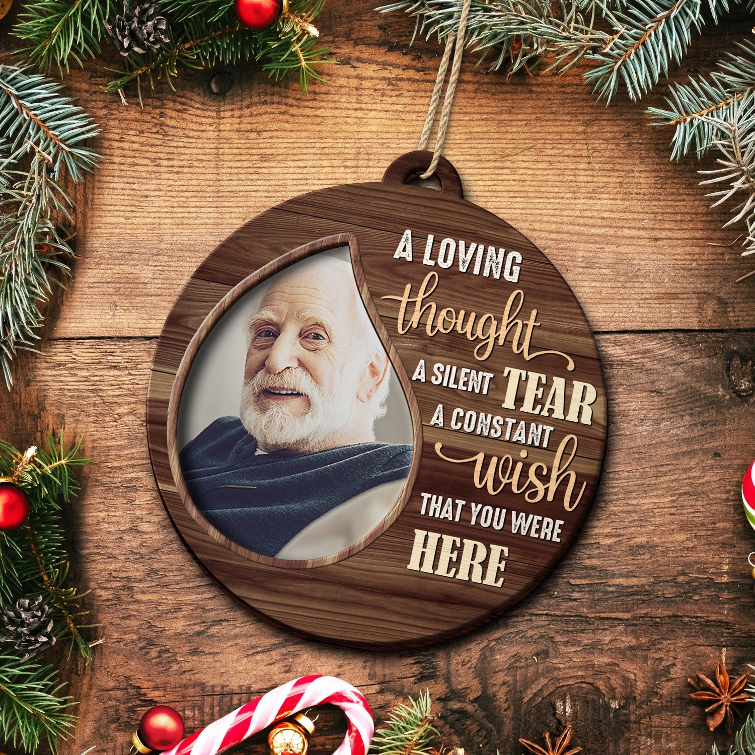 Custom Photo A Loving Thought A Silent Tear - Christmas, Memorial Gift For Family, Friends - Personalized 2-Layered Wooden Ornament - Image 5