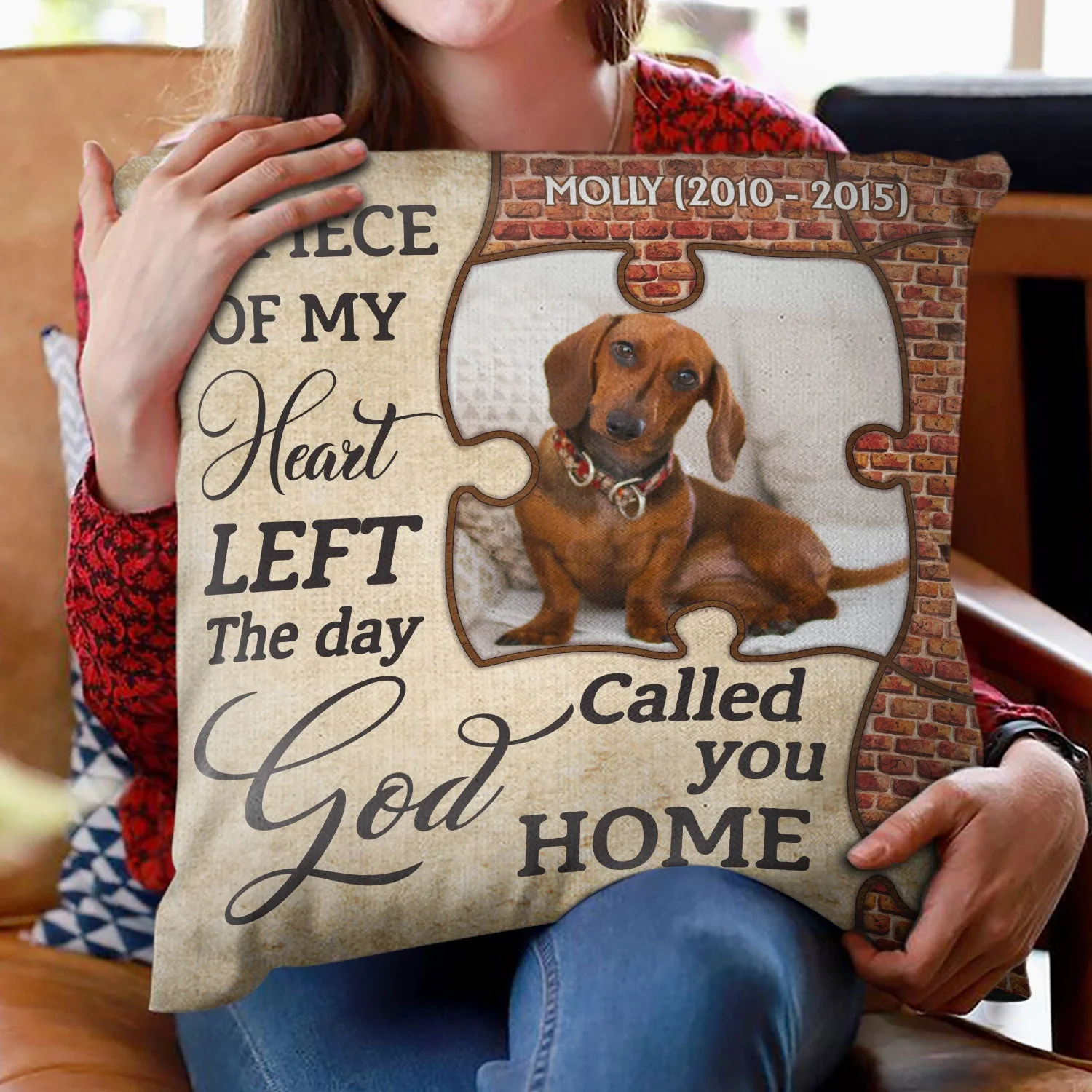Custom Photo A Piece Of My Heart Is At The Rainbow Bridge - Memorial Gift, Family, Pet Lover - Personalized Custom Pillow - Image 2