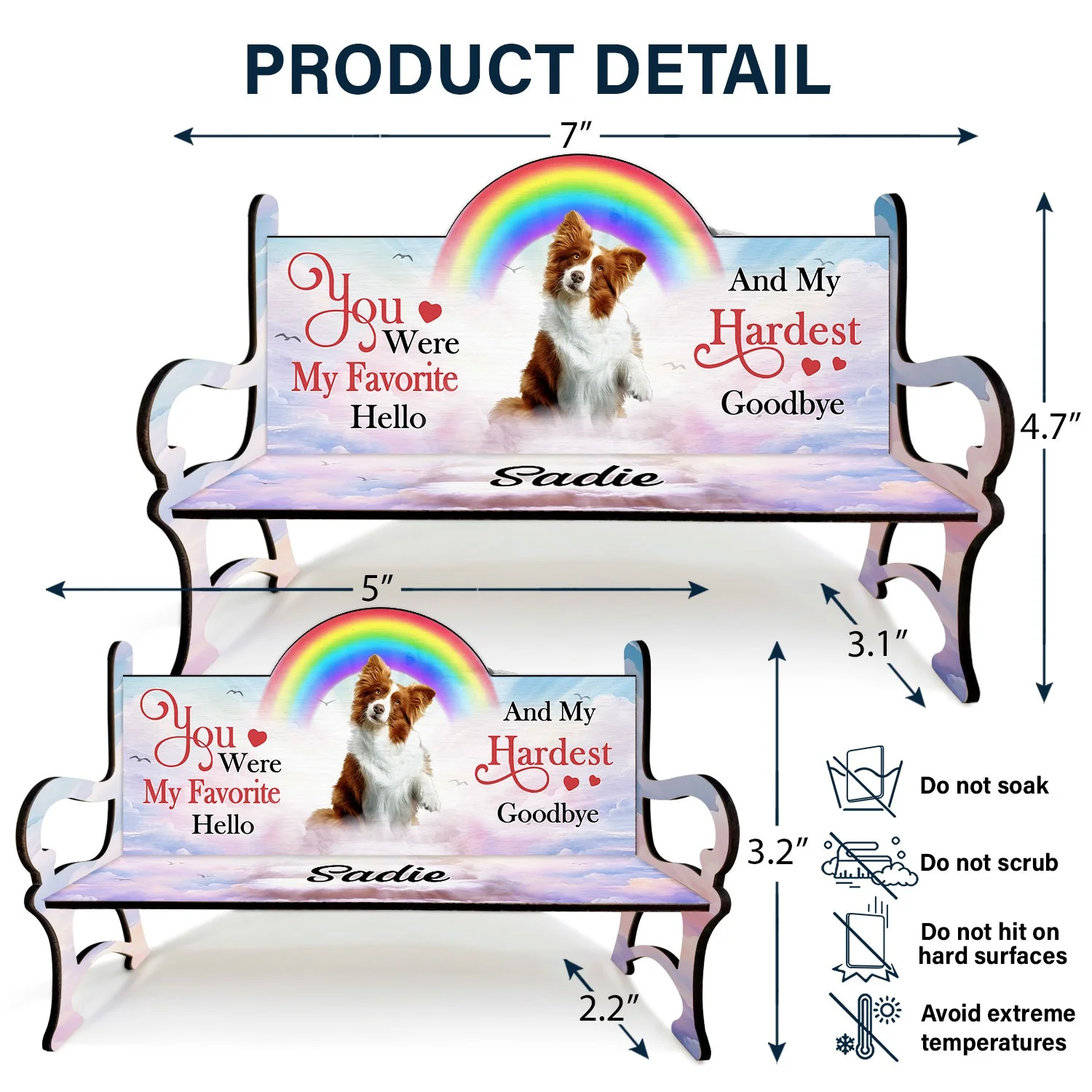 Custom Photo A Piece Of My Heart - Memorial Gift For Cat Lovers, Dog Lovers - Personalized Memorial Bench - Image 6