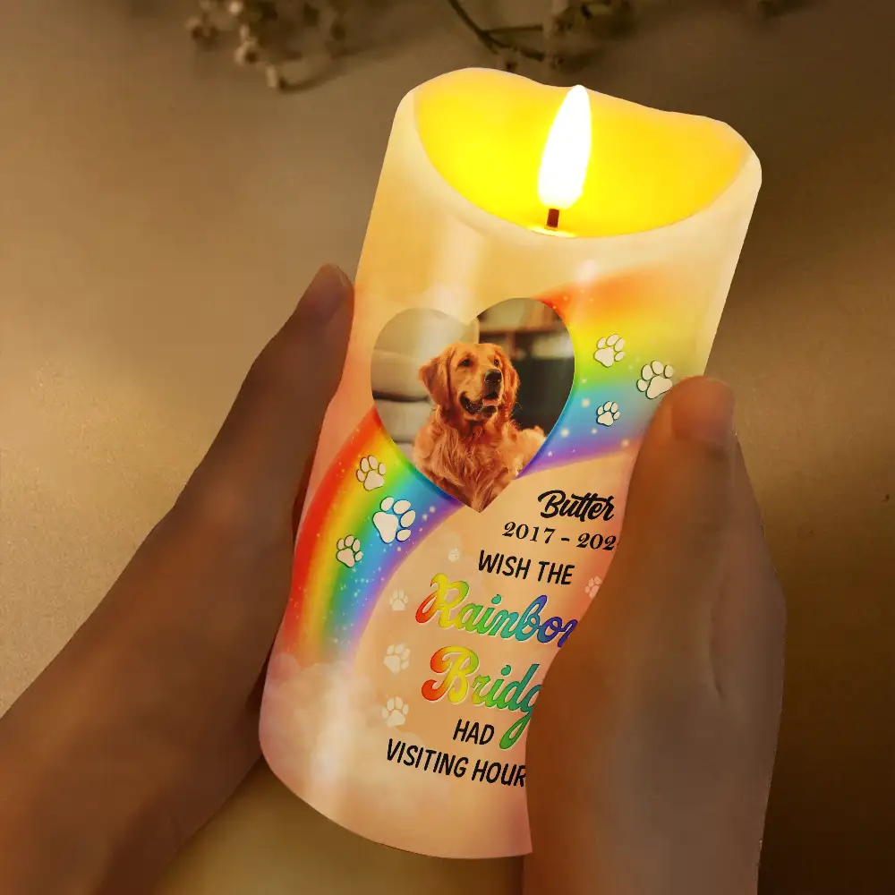 Custom Photo A Piece Of My Heart Miss You Memorial - Personalized Flameless LED Candle - Image 3