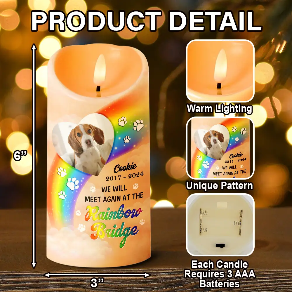 Custom Photo A Piece Of My Heart Miss You Memorial - Personalized Flameless LED Candle - Image 5