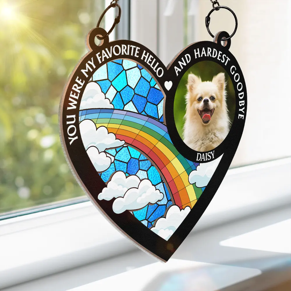 Custom Photo A Piece Of My Heart - Personalized Window Hanging Suncatcher Ornament - Image 3
