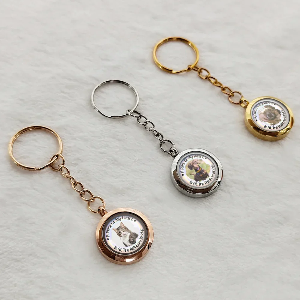 Custom Photo A Piece Of My Heart Rainbow Bridge Pet Memorial - Personalized Keepsake Keychain - Image 2