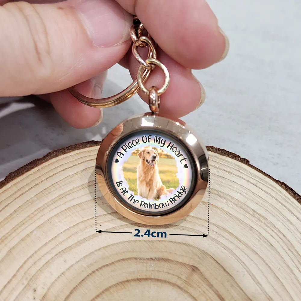 Custom Photo A Piece Of My Heart Rainbow Bridge Pet Memorial - Personalized Keepsake Keychain - Image 3