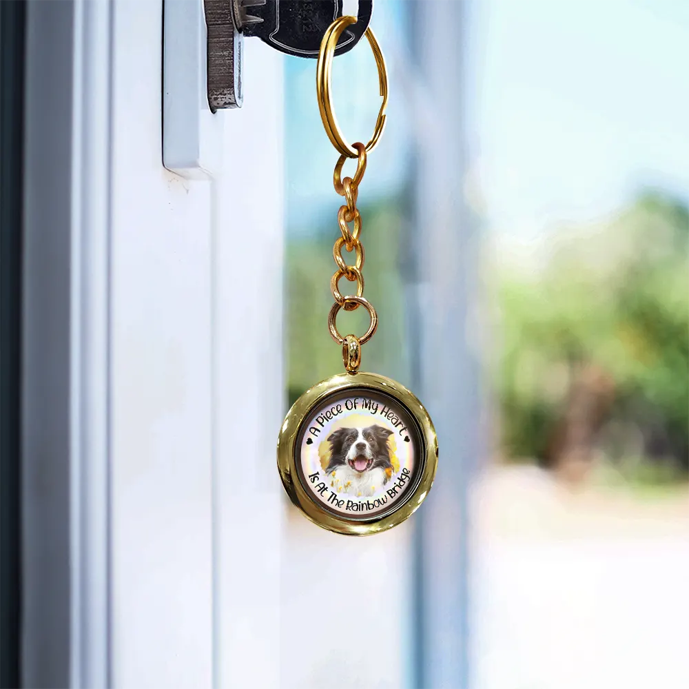 Custom Photo A Piece Of My Heart Rainbow Bridge Pet Memorial - Personalized Keepsake Keychain - Image 4