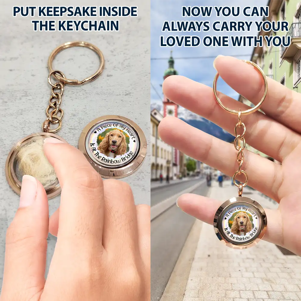 Custom Photo A Piece Of My Heart Rainbow Bridge Pet Memorial - Personalized Keepsake Keychain - Image 5
