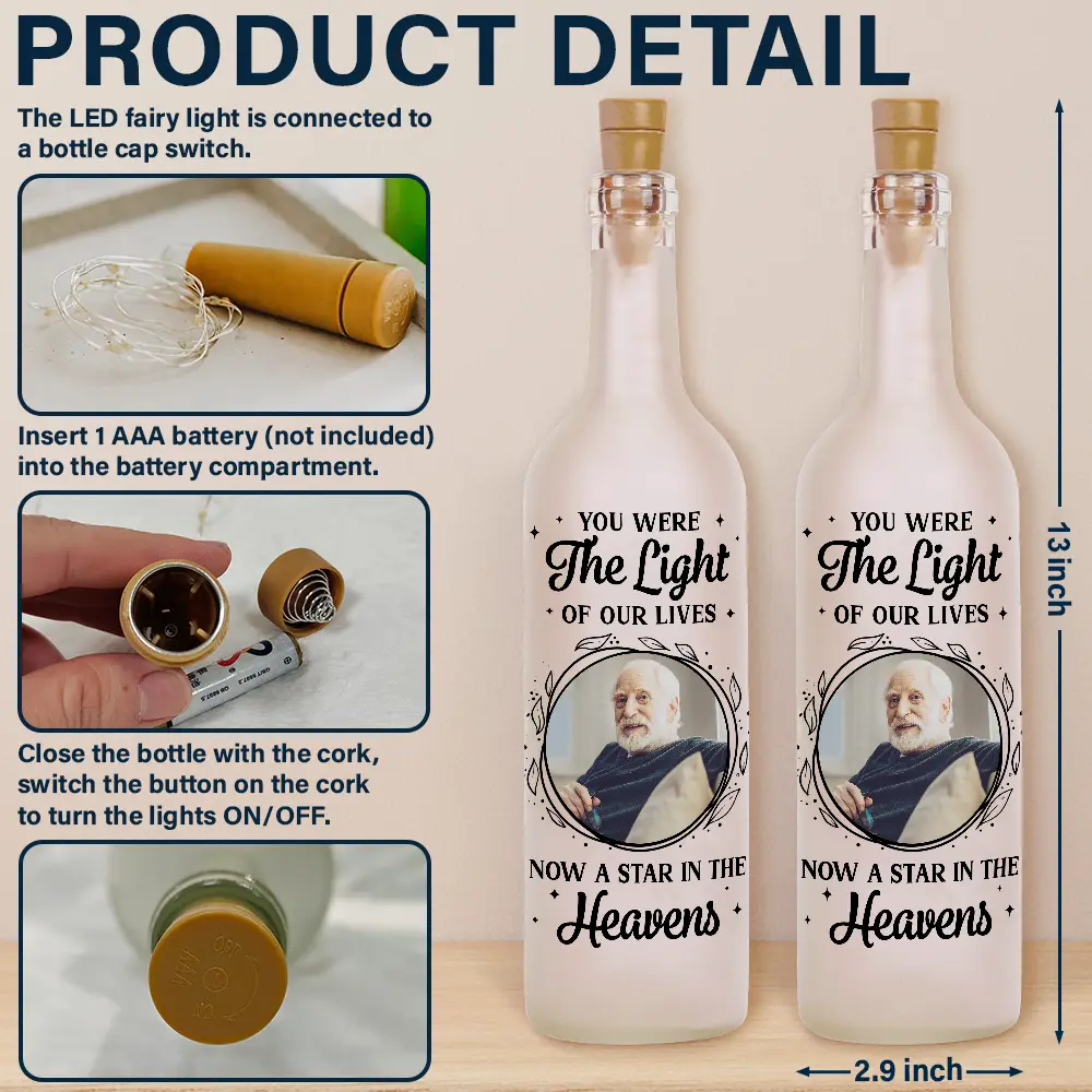 Custom Photo A Star In The Heavens - Personalized Bottle Light - Image 4