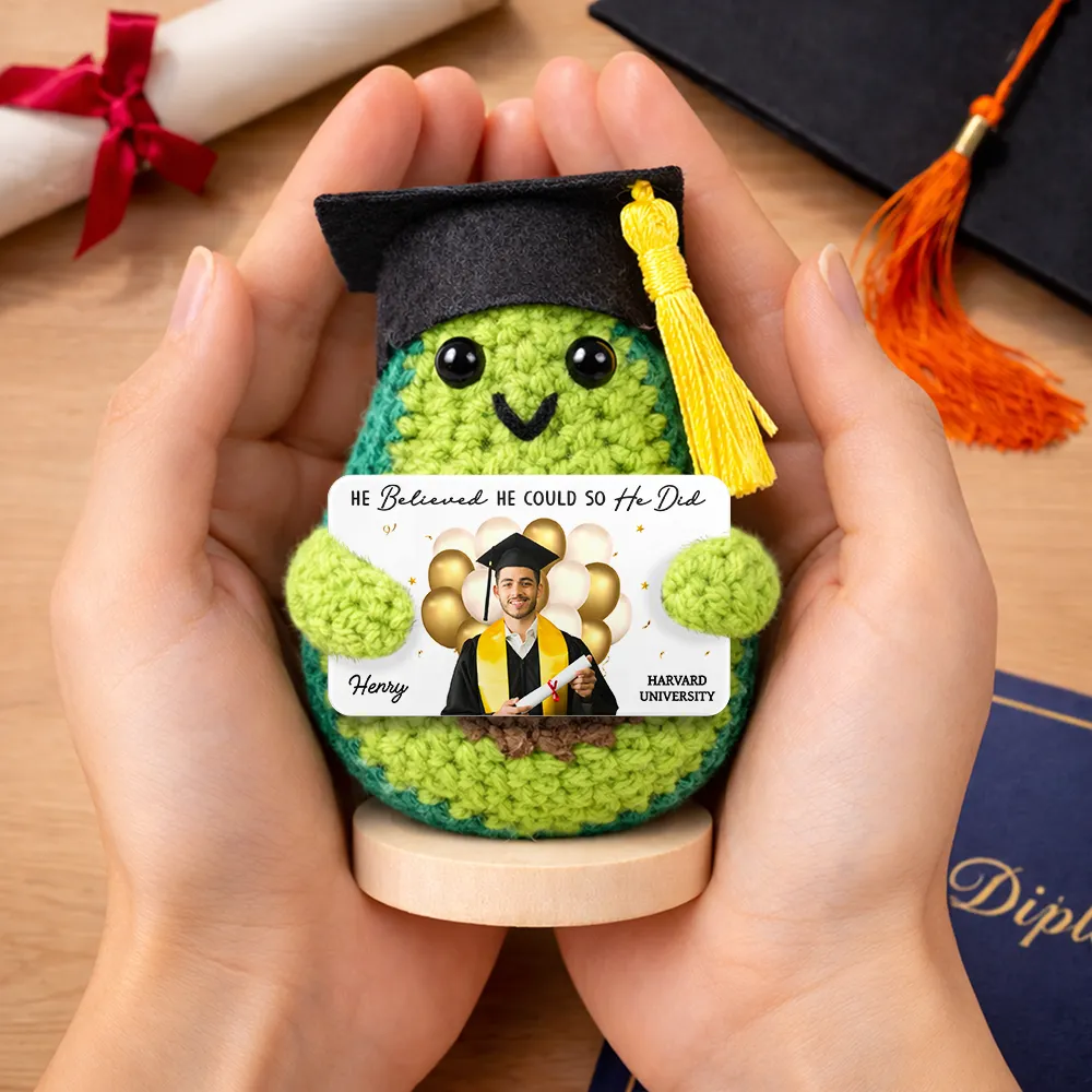 Custom Photo A Sweet Ending To A New Beginning - Personalized Doll Crochet With Custom Card - Image 3