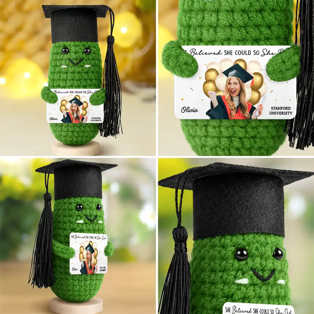 Custom Photo A Sweet Ending To A New Beginning - Personalized Doll Crochet With Custom Card - Image 4