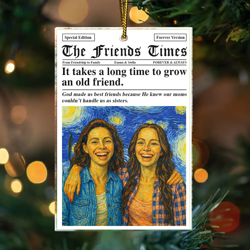 Custom Photo A True Friendship Is A Journey Without An End Starry Night - Personalized Custom Shaped Acrylic Ornament - Image 4