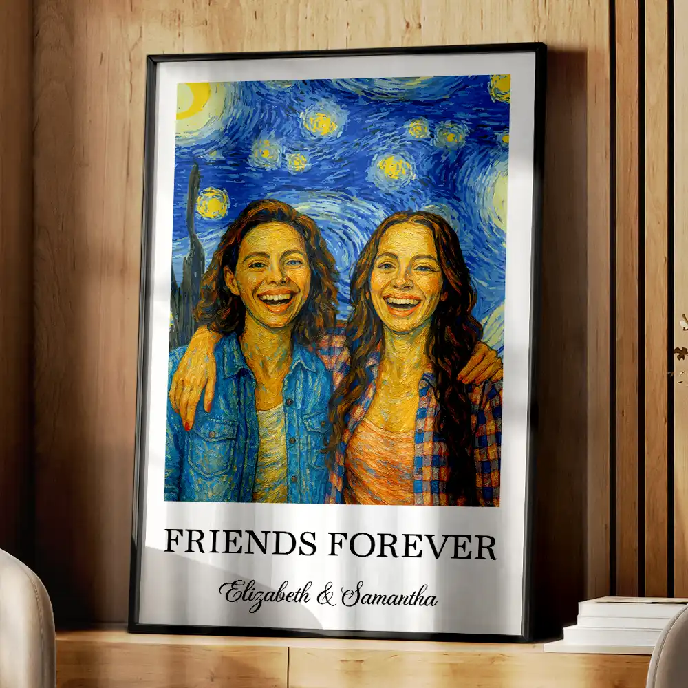 Custom Photo A True Friendship Is A Journey Without An End Starry Night - Personalized Poster - Image 4