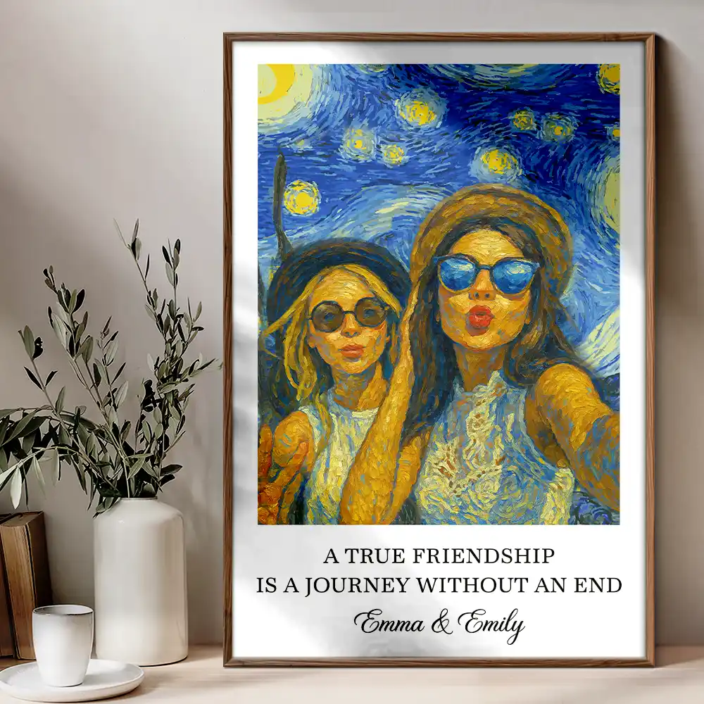Custom Photo A True Friendship Is A Journey Without An End Starry Night - Personalized Poster - Image 5