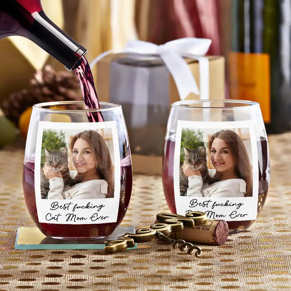 Custom Photo A Woman Cannot Survive On Wine Alone - Personalized Stemless Wine Glass - Image 3