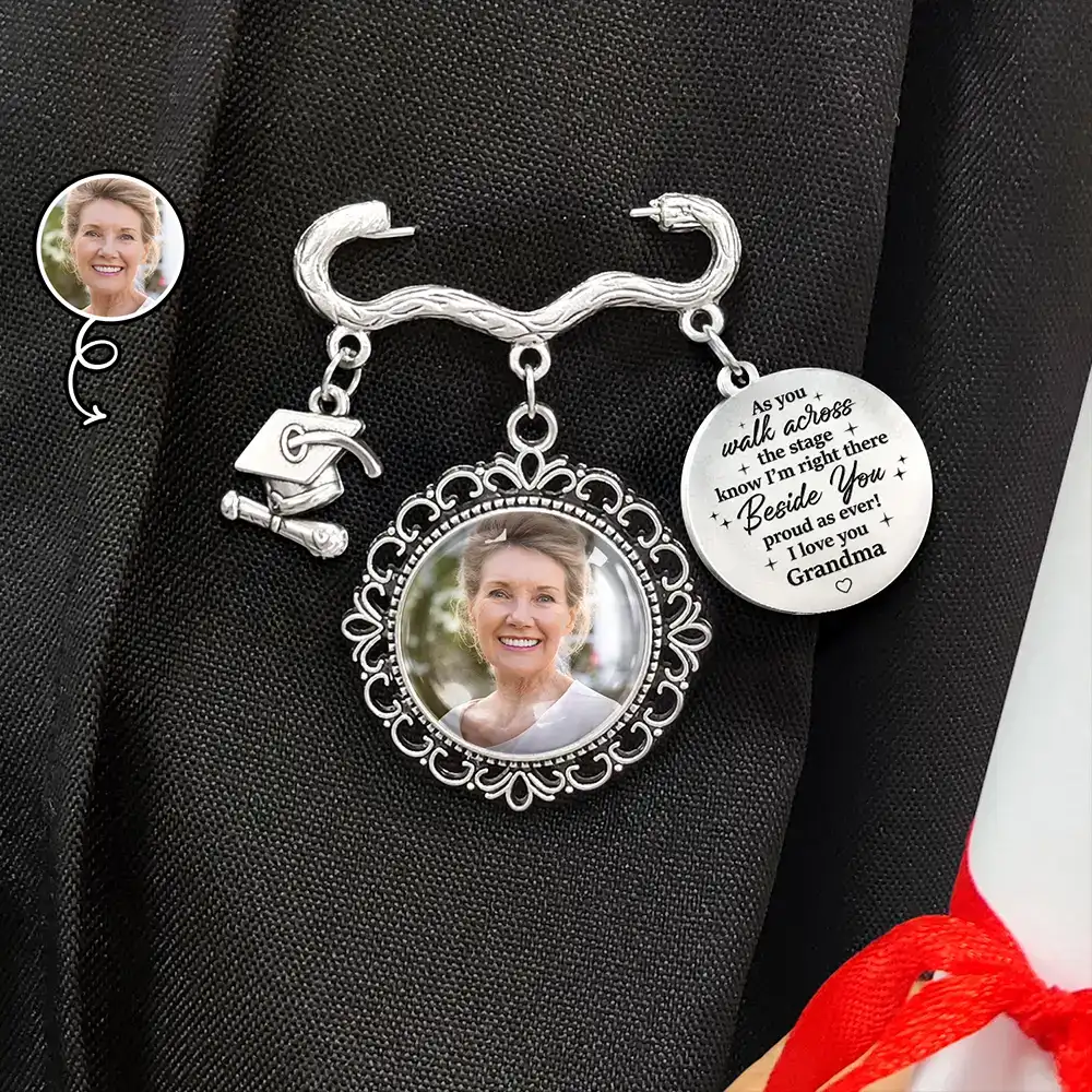 Custom Photo Across The Stage Know I'm Right There - Personalized Graduation Tassel Pin