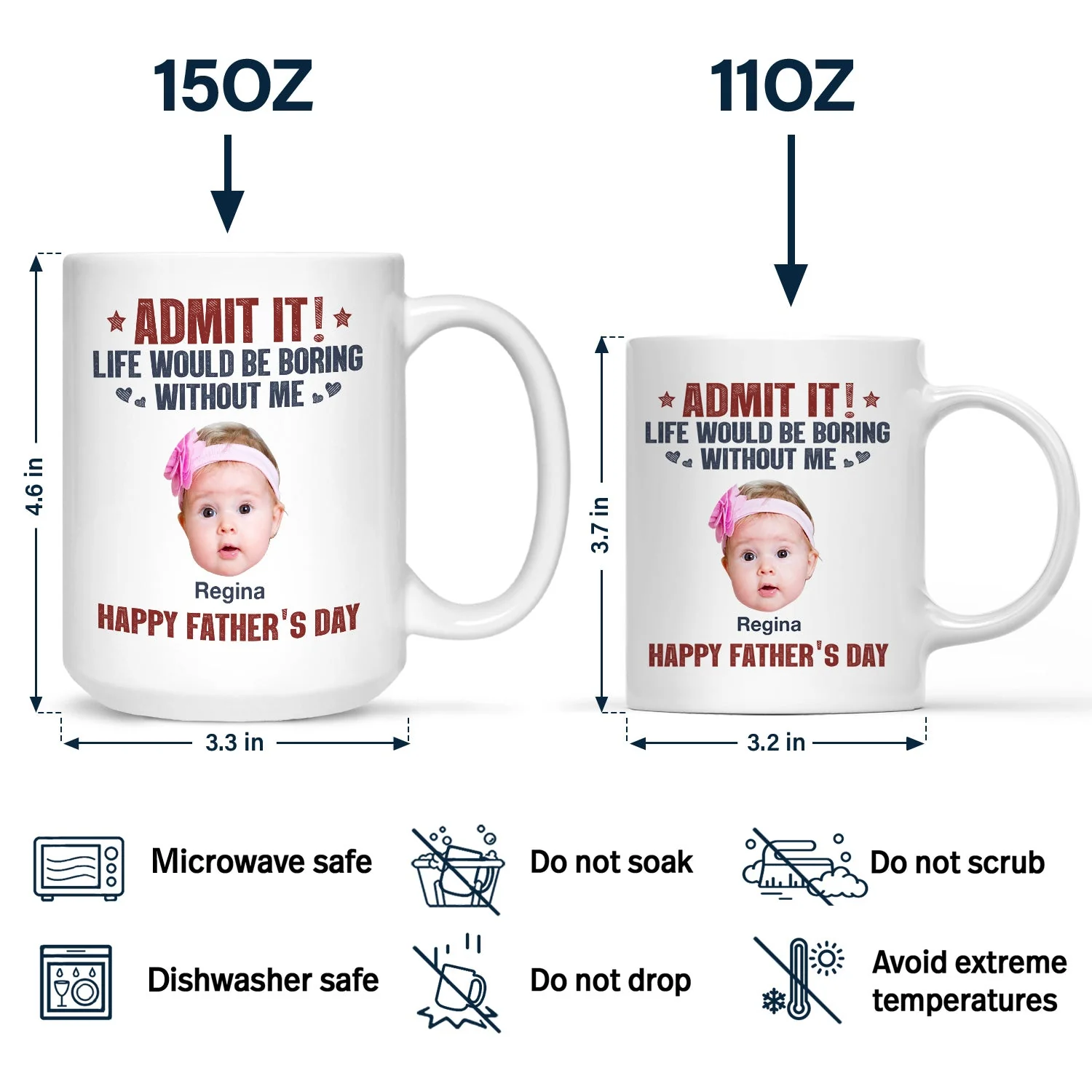 Custom Photo Admit It Life Would Be Boring Without Us - Gift For Dad, Father, Dog Lover, Cat Lover - Personalized Mug - Image 5