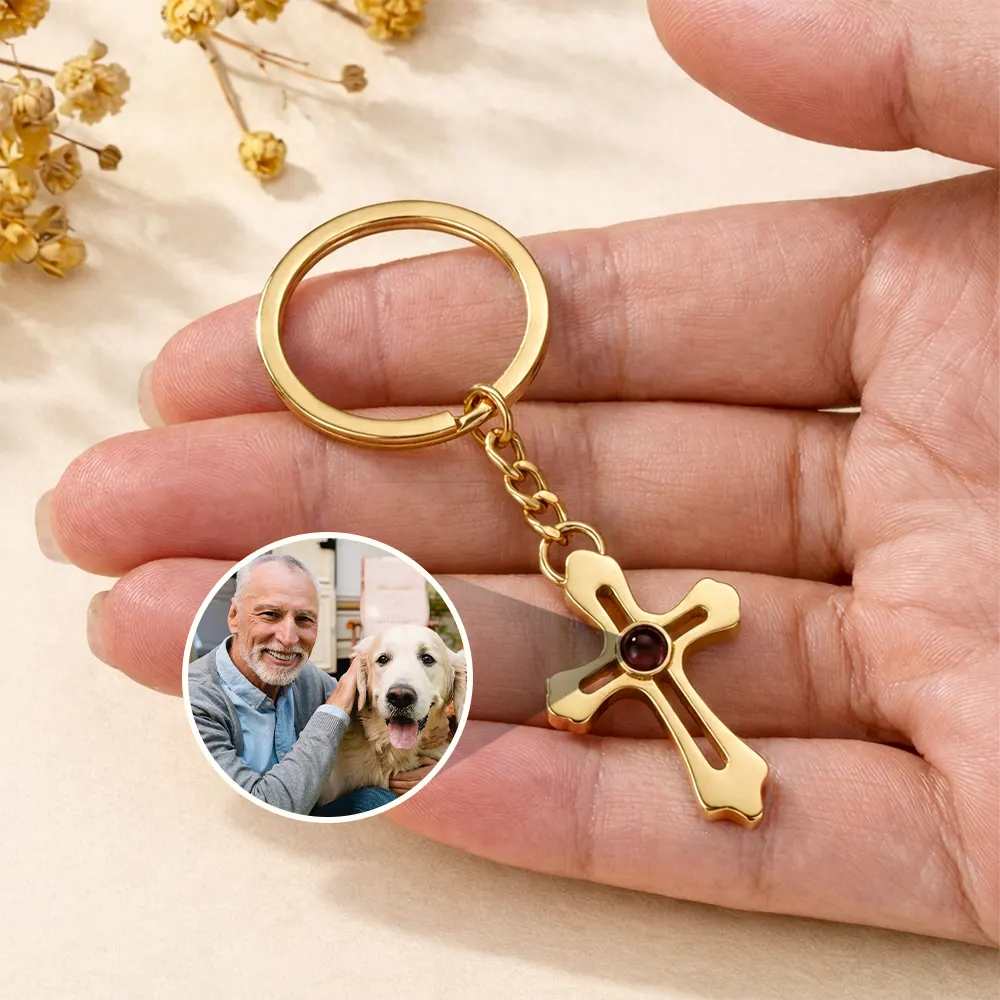Custom Photo Adorable Pet Dog Cat - Personalized Custom Shaped Photo Projection Keychain - Image 3