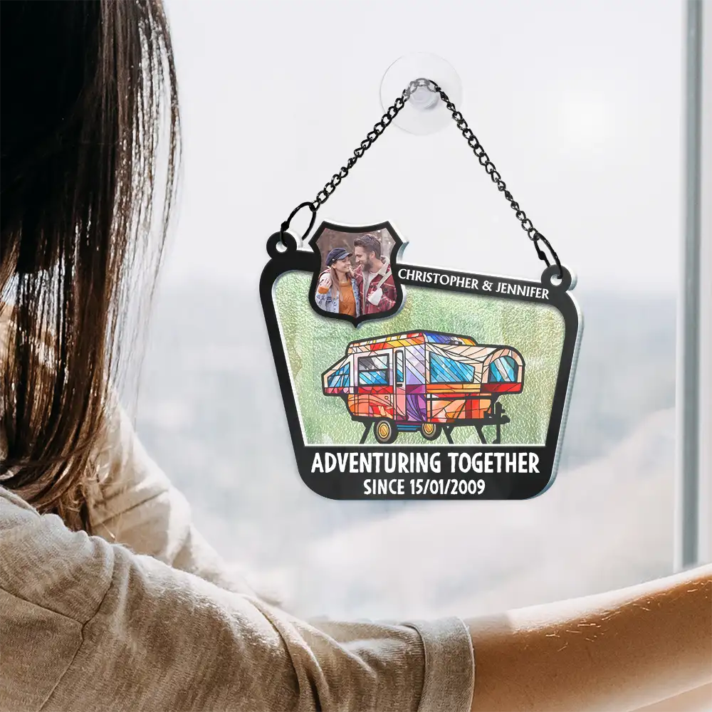 Custom Photo Adventuring Together Since Date - Personalized Acrylic Window Hanging Suncatcher - Image 4
