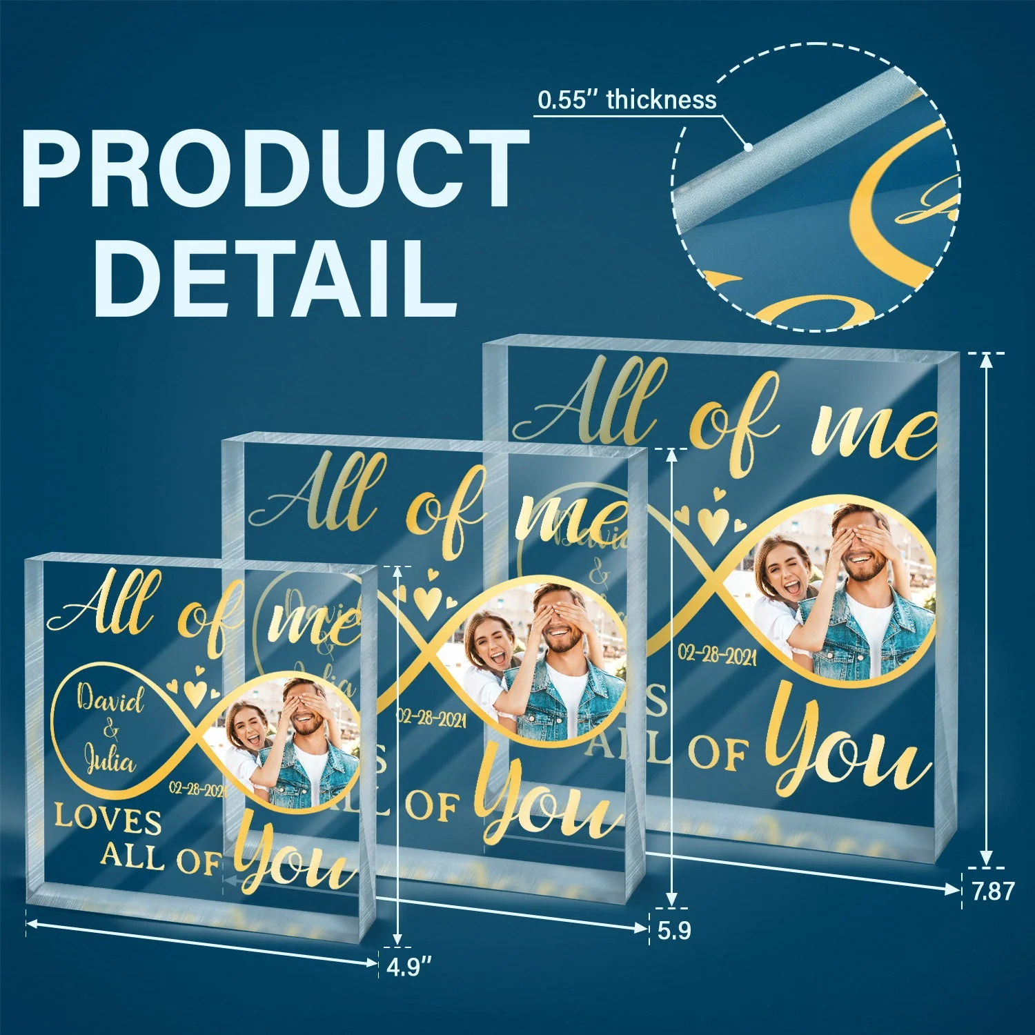 Custom Photo All Of Me Loves All Of You - Loving, Anniversary Gift For Couple, Spouse, Husband, Wife - Personalized Square Shaped Acrylic Plaque - Image 5