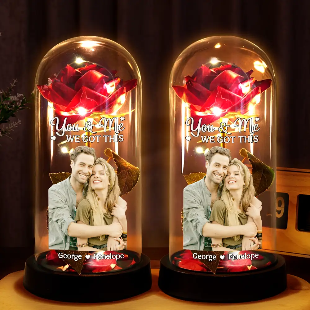 Custom Photo All Of Me Loves All Of You - Personalized Everlasting Rose Dome Lamp - Image 3