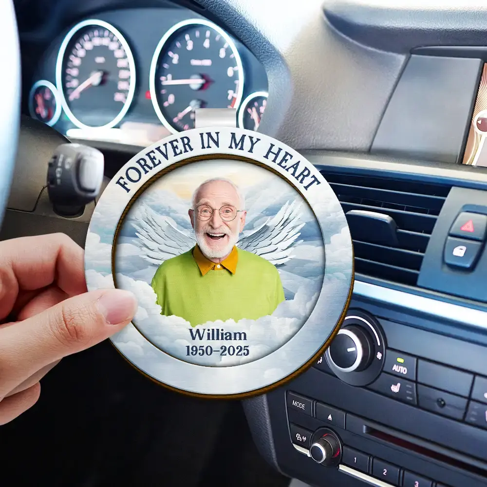 Custom Photo Although You Cannot See Me I'm Always With You Memorial Heaven - Personalized Custom Shaped Car Visor Clip - Image 4