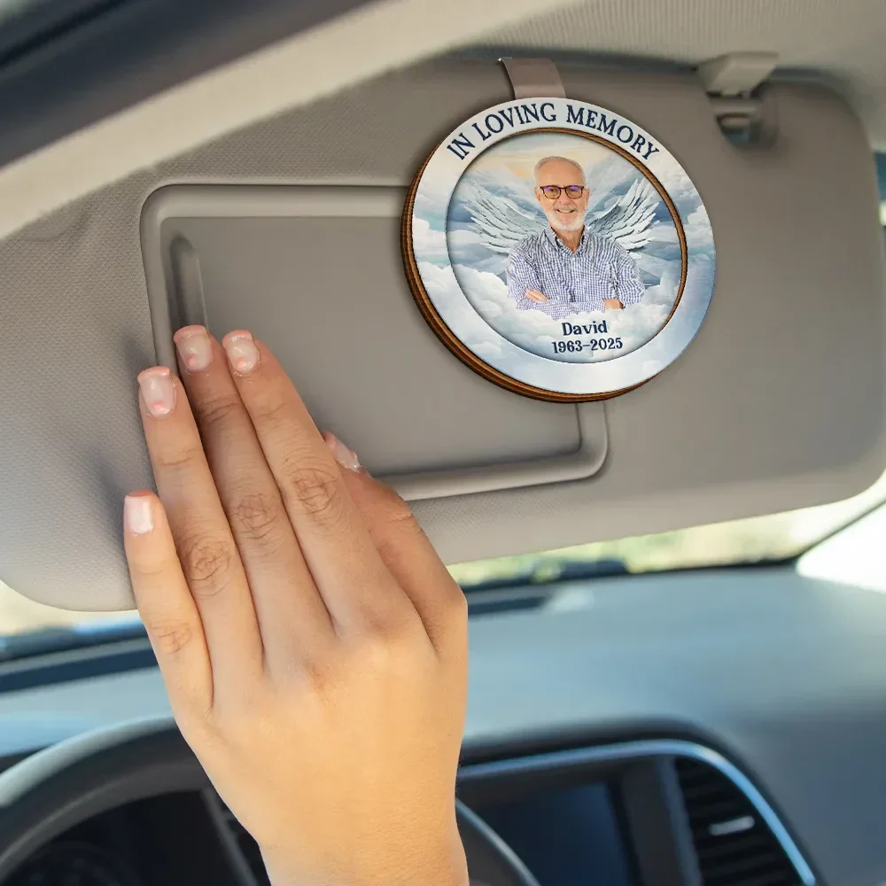Custom Photo Although You Cannot See Me I'm Always With You Memorial Heaven - Personalized Custom Shaped Car Visor Clip - Image 5