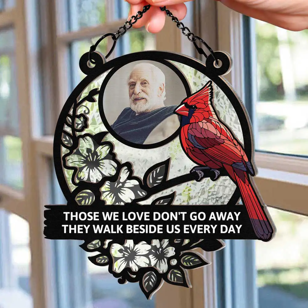 Custom Photo Although You Cannot See Me I'm Always With You Memorial - Personalized Window Hanging Suncatcher Ornament - Image 2