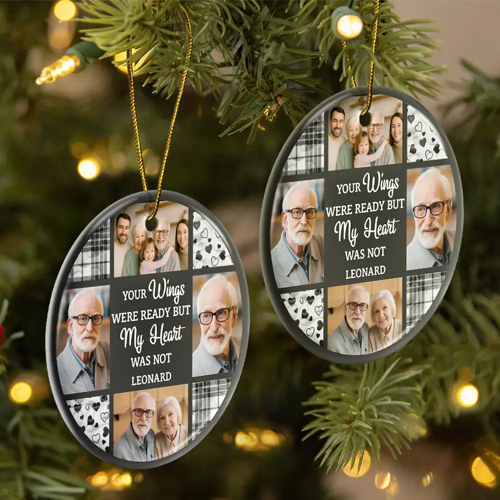 Custom Photo Although You Cannot See Me I'm Always With You - Personalized Circle Ceramic Ornament - Image 2