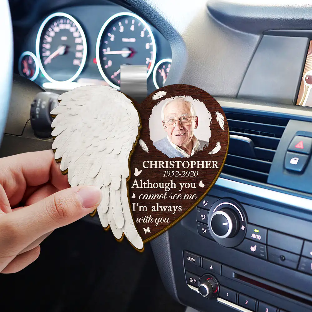 Custom Photo Although You Cannot See Me I'm Always With You - Personalized Custom Shaped Car Visor Clip - Image 3