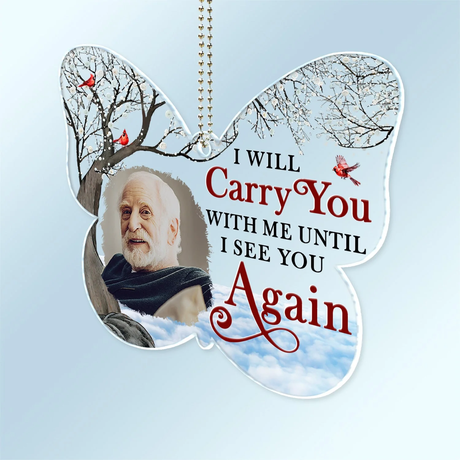 Custom Photo Although You Cannot See Me - Memorial Gift For Family, Siblings, Friends - Personalized Acrylic Car Hanger - Image 2