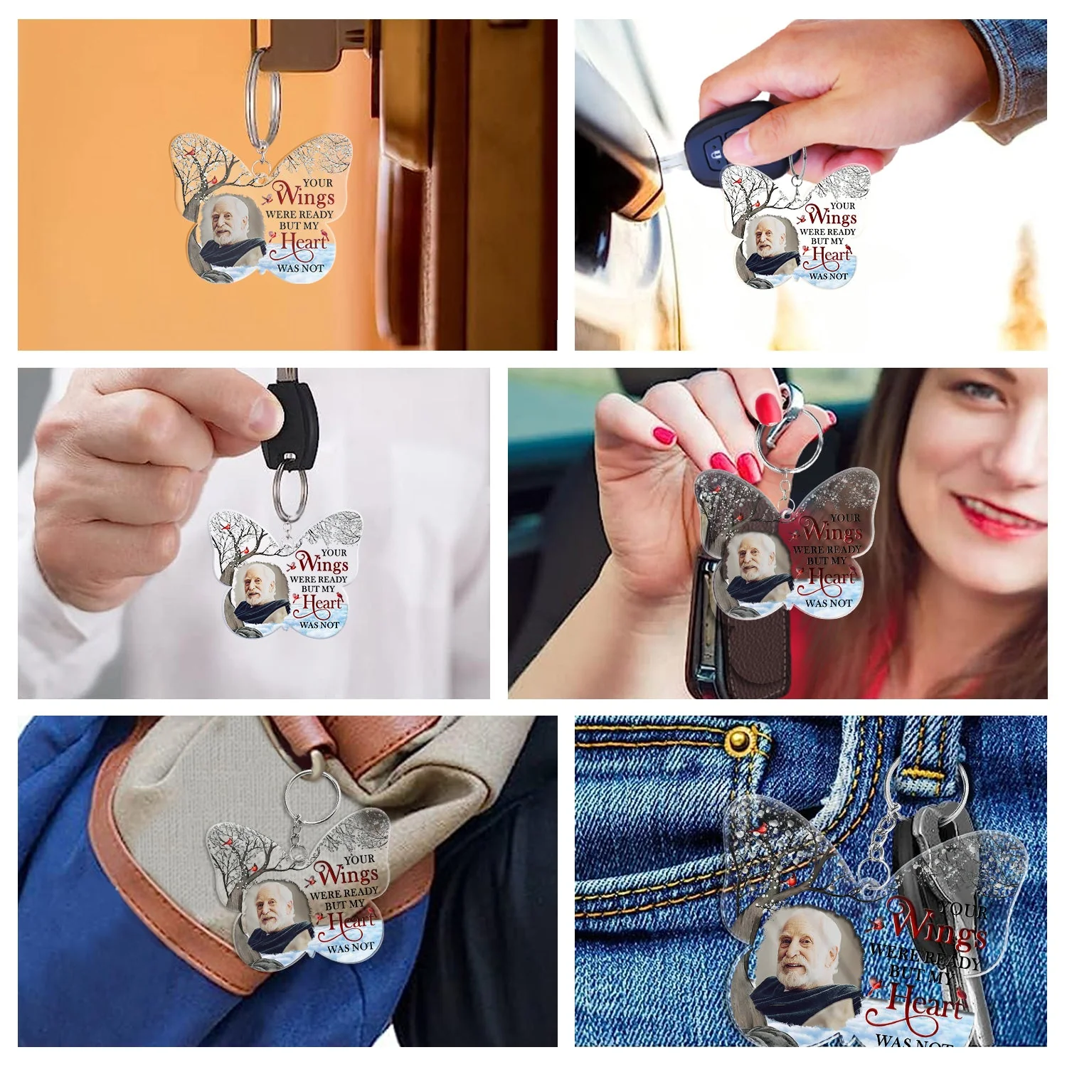 Custom Photo Although You Cannot See Me - Memorial Gift For Family, Siblings, Friends - Personalized Cutout Acrylic Keychain - Image 6