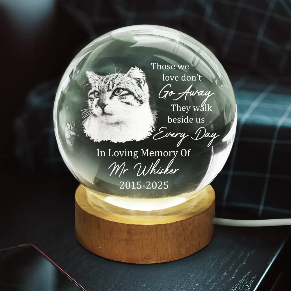 Custom Photo Always And Forever In Our Hearts - Personalized Crystal Globe Lamp - Image 3