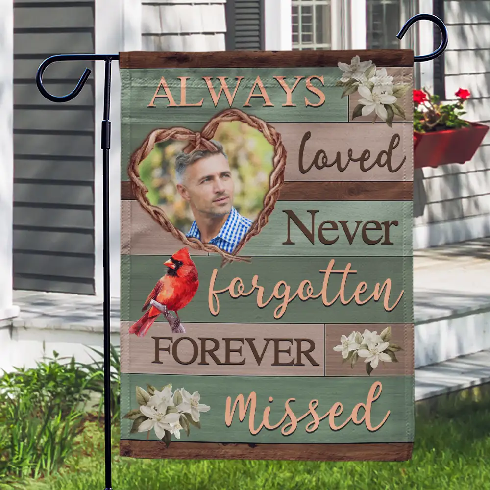 Custom Photo Always Loved Memorial - Personalized Flag - Image 3