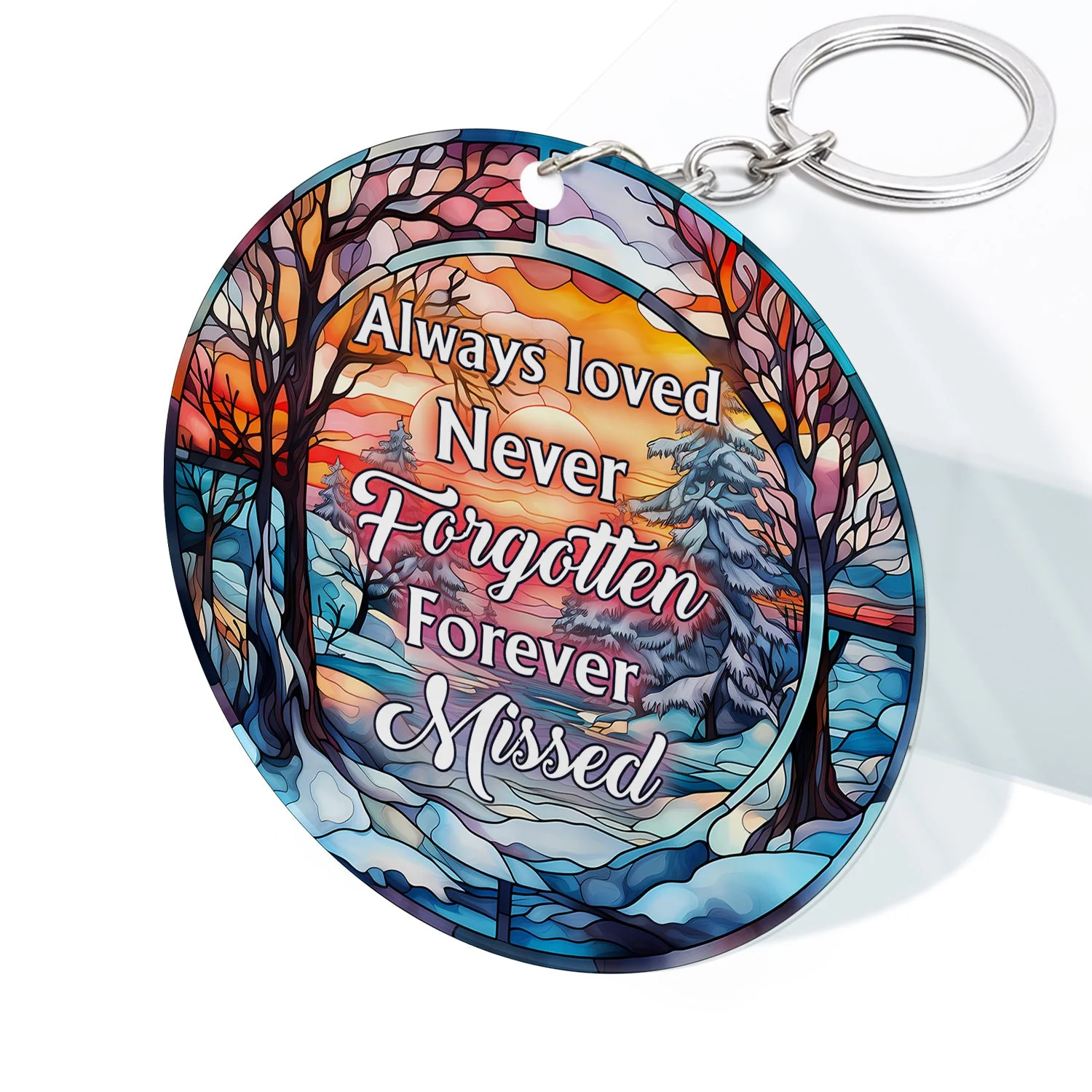 Custom Photo Always Loved Never Forgotten - Memorial Gift For Family - Personalized Acrylic Keychain - Image 2