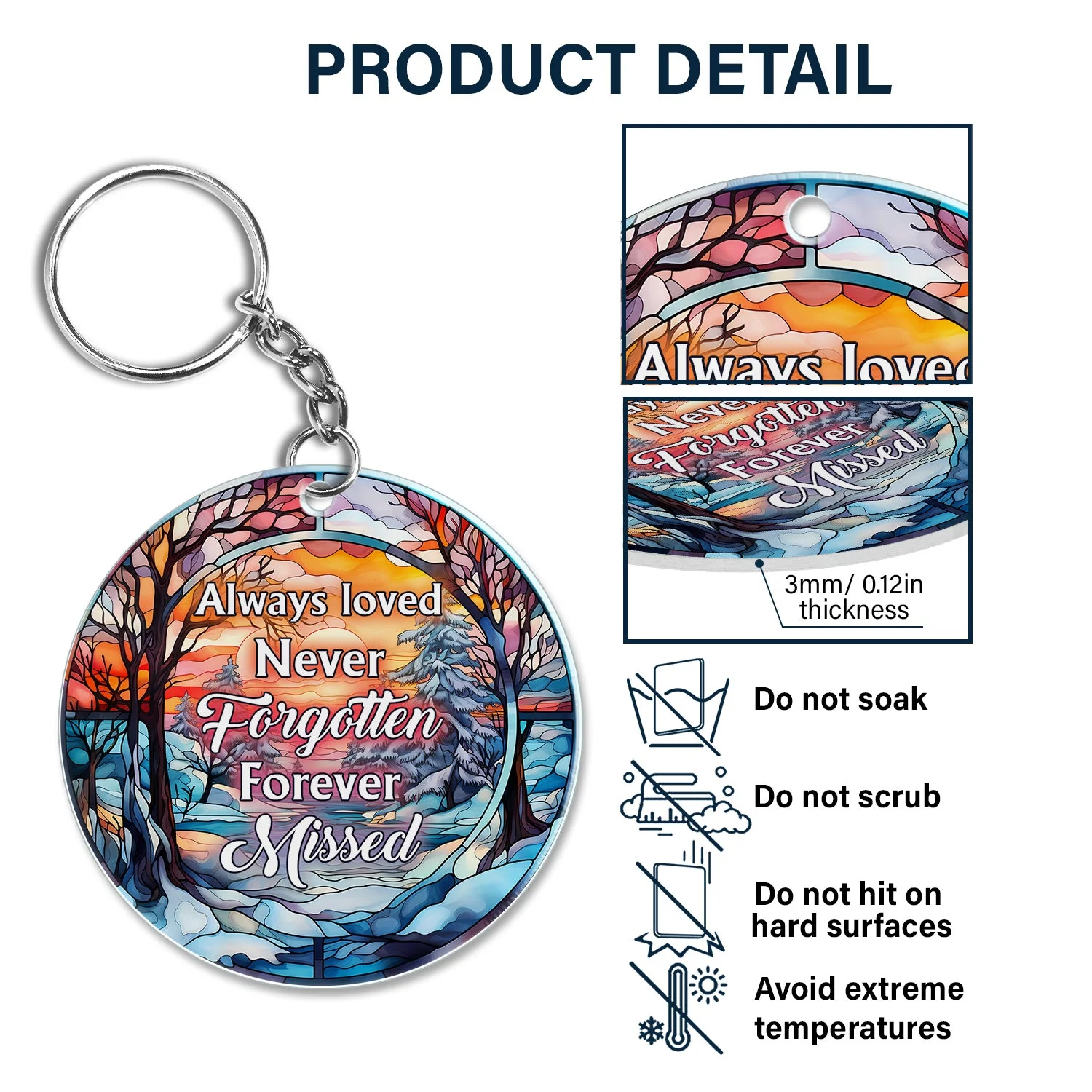 Custom Photo Always Loved Never Forgotten - Memorial Gift For Family - Personalized Acrylic Keychain - Image 5