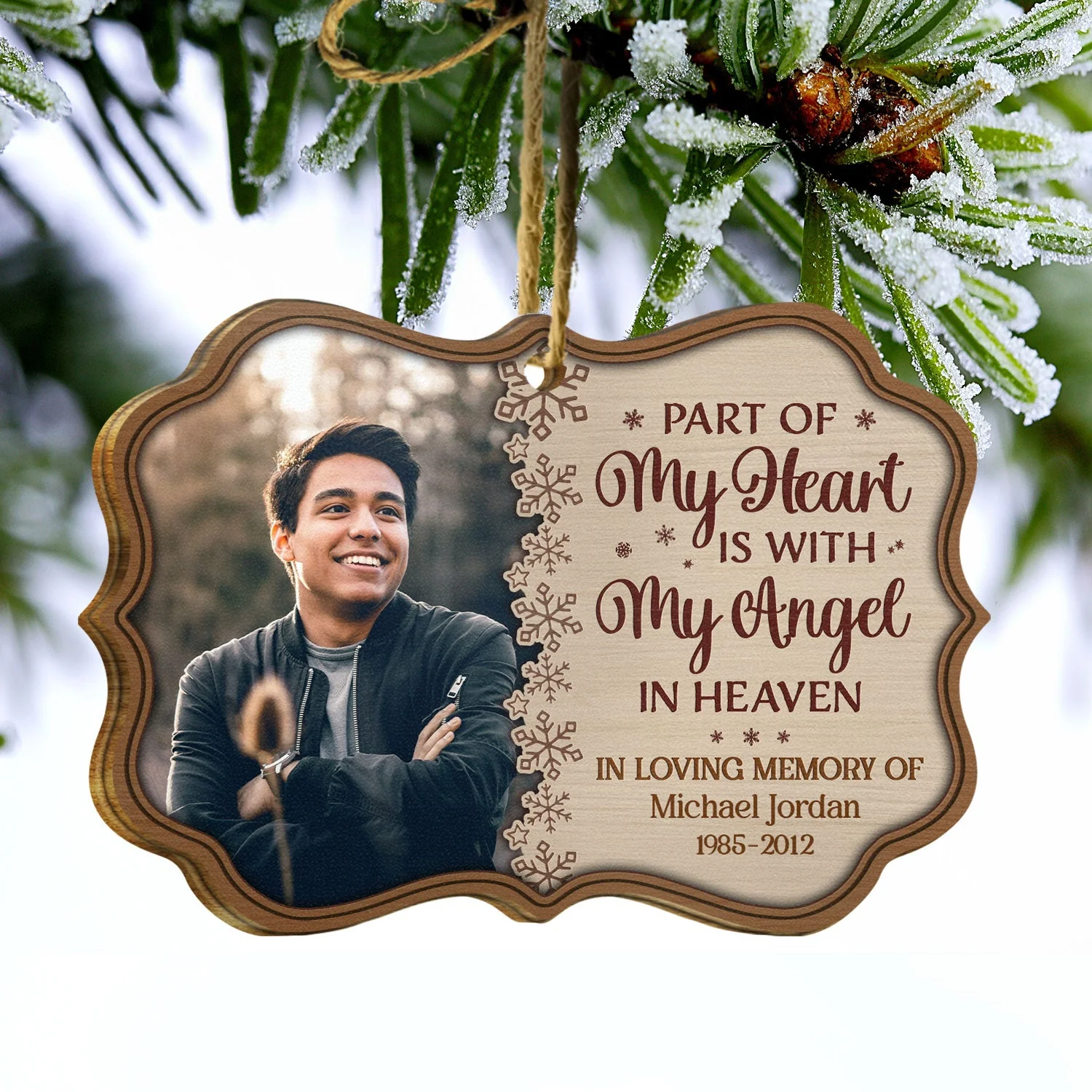 Custom Photo Always On My Mind Forever In My Heart - Memorial Gift For Family - Personalized Wooden Ornament - Image 3