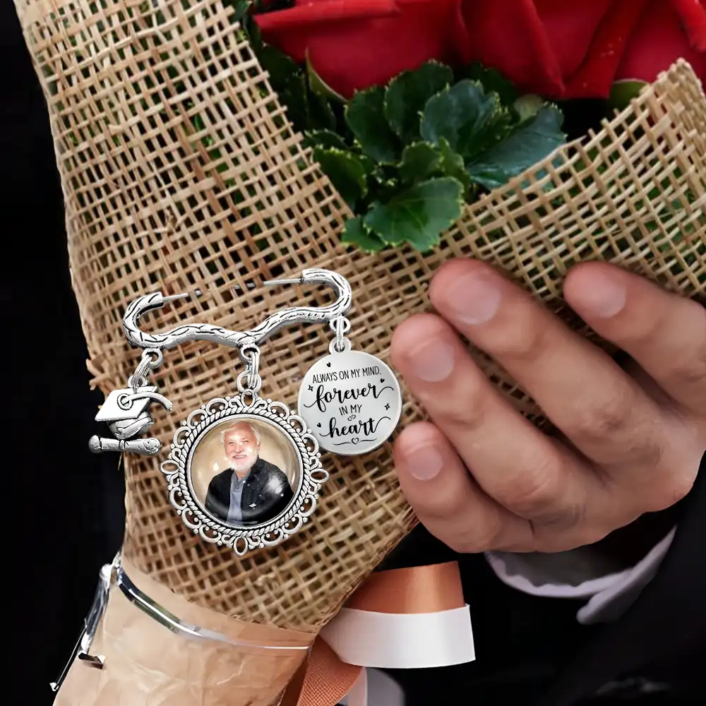 Custom Photo Always On My Mind, Forever In My Heart - Personalized Graduation Tassel Pin - Image 4