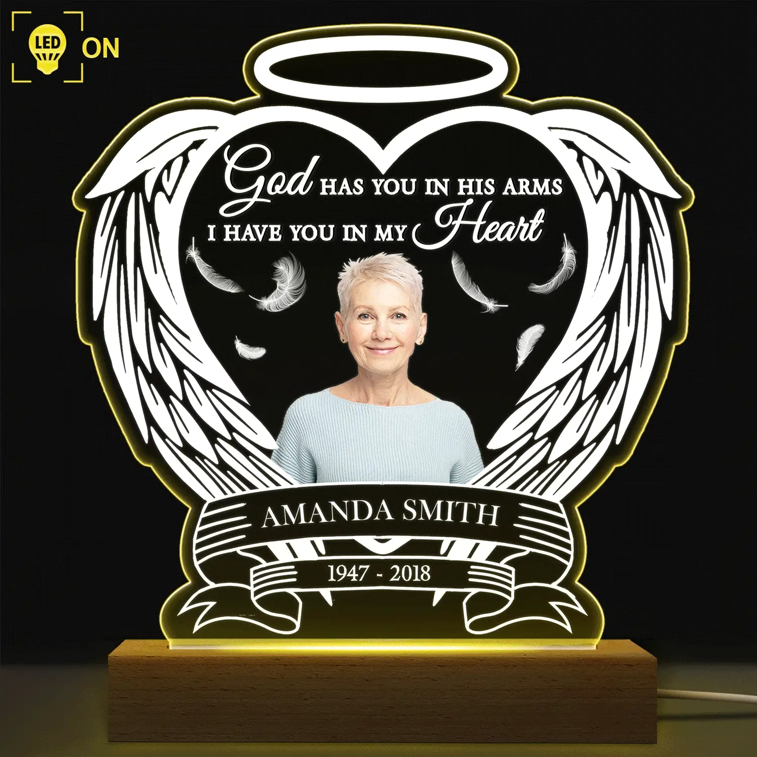 Custom Photo Always Shine In My Heart - Loving, Memorial Gift For Family, Siblings, Friends - Personalized 3D Led Light Wooden Base - Image 3