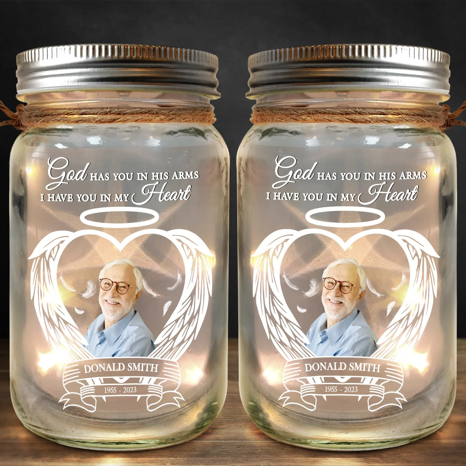 Custom Photo Always Shine In My Heart - Loving, Memorial Gift For Family, Siblings, Friends - Personalized Mason Jar Light - Image 3