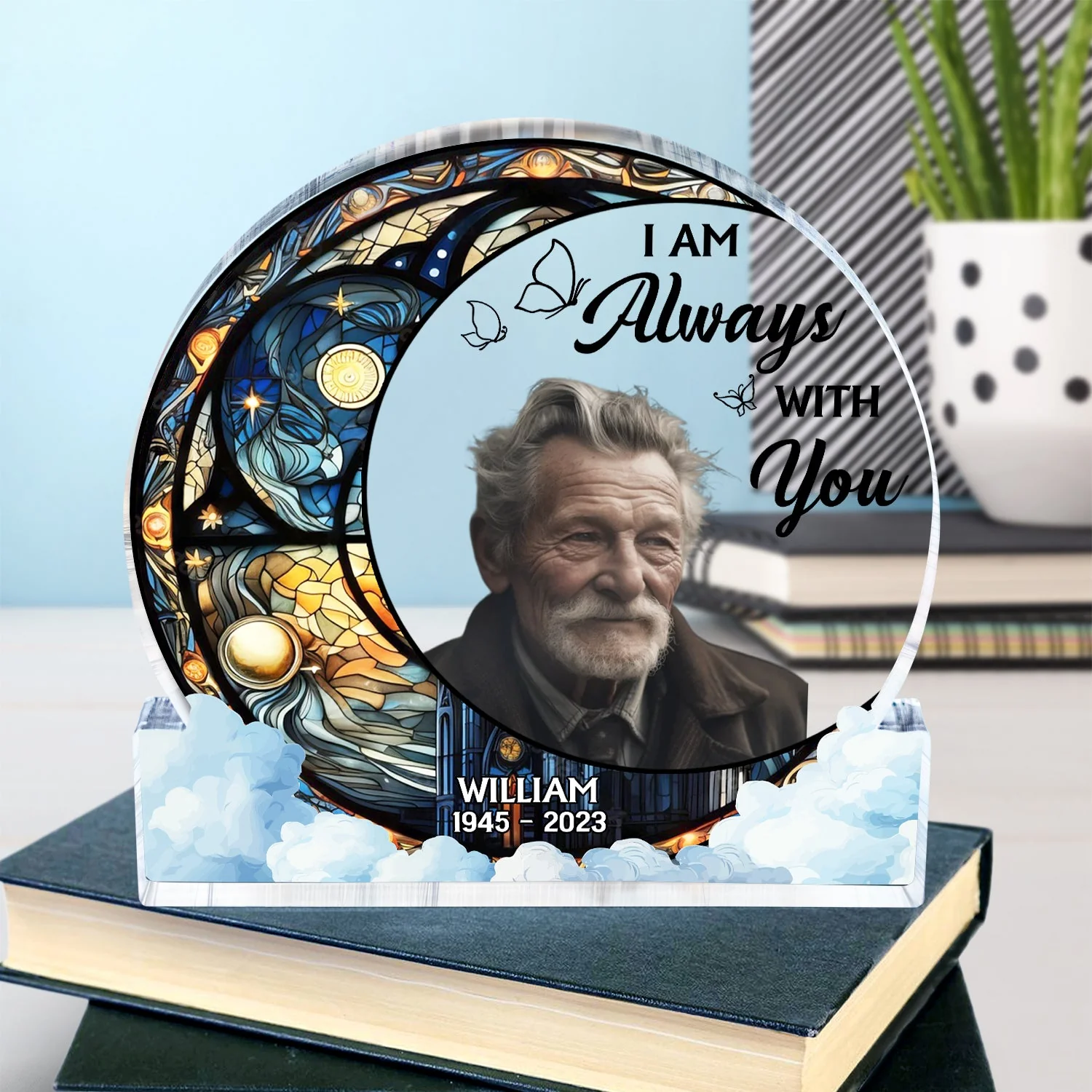 Custom Photo Always With You - Memorial Gift - Personalized Round Shaped Acrylic Plaque - Image 5