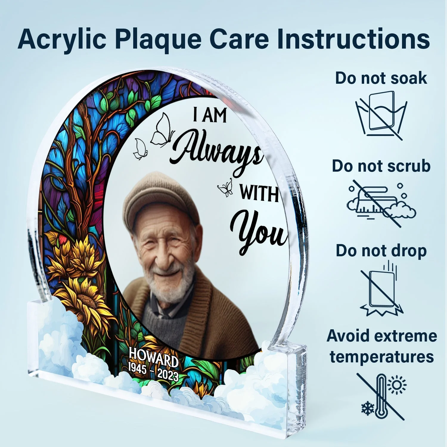 Custom Photo Always With You - Memorial Gift - Personalized Round Shaped Acrylic Plaque - Image 7