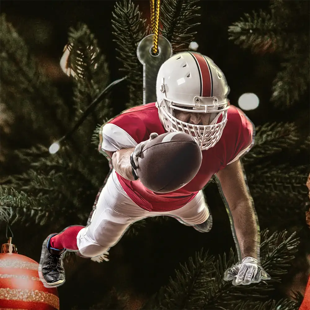 Custom Photo American Football Players - Personalized Acrylic Photo Ornament - Image 4