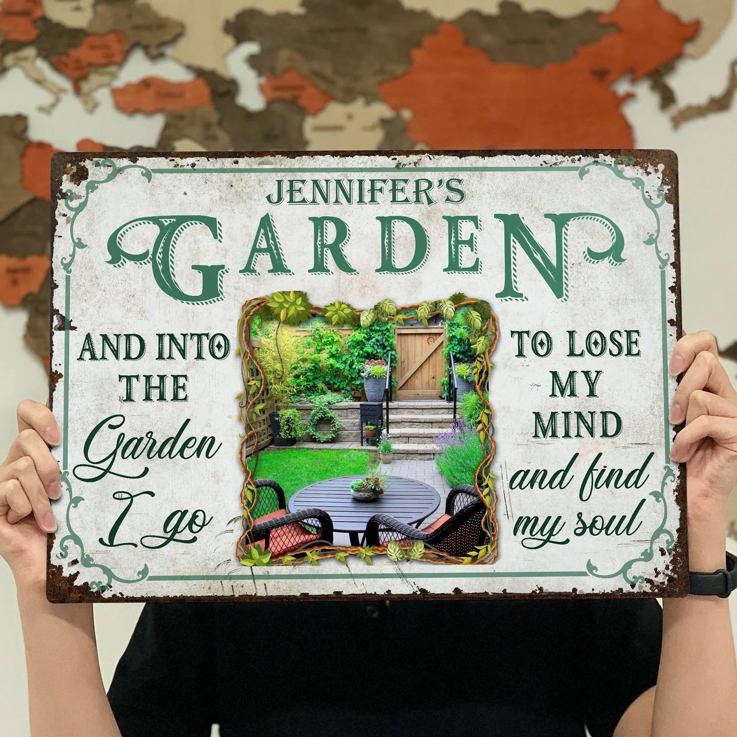 Custom Photo And Into The Garden I Go To - Outdoor Decor For Garden Lovers - Personalized Classic Metal Signs - Image 4