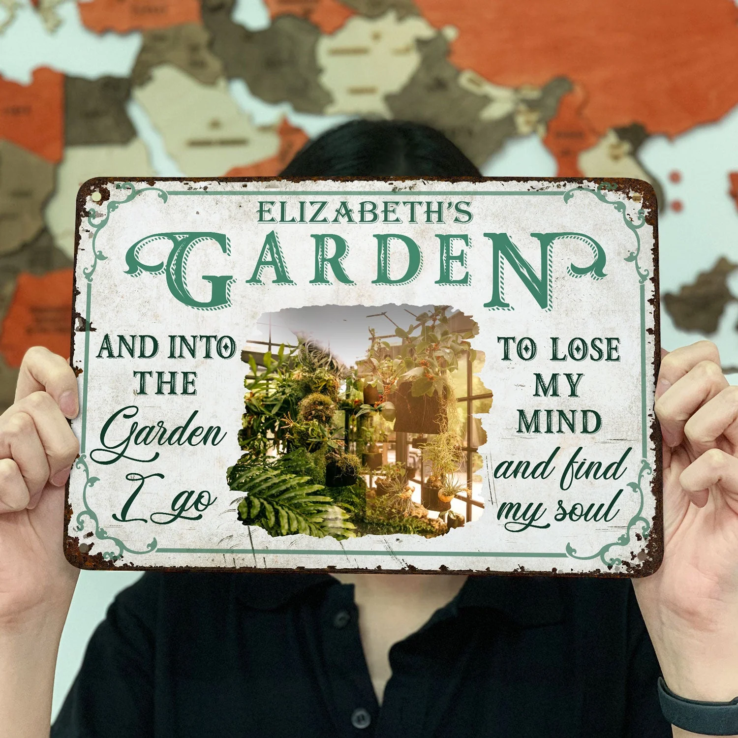 Custom Photo And Into The Garden I Go To - Outdoor Decor For Garden Lovers - Personalized Classic Metal Signs - Image 5