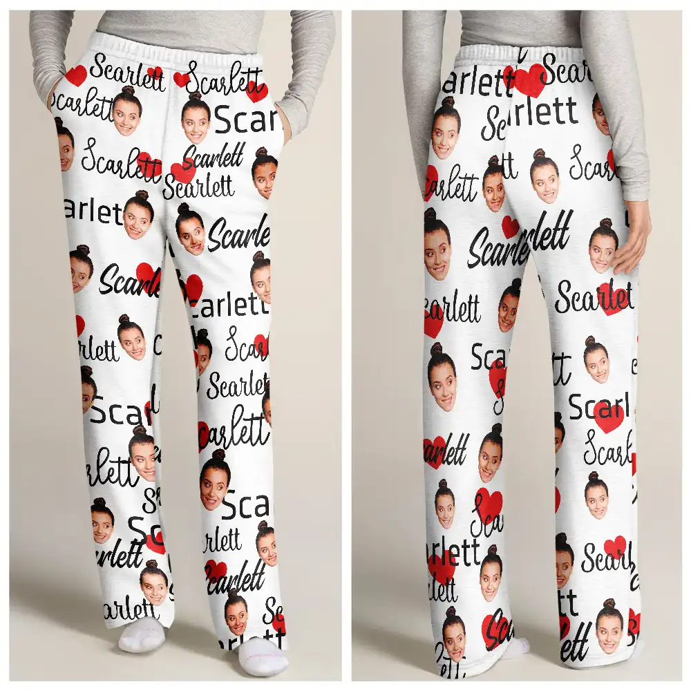 Custom Photo And Name Of Wife For Husband - Personalized Pajama Pants - Image 4