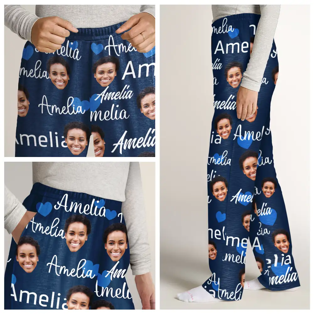 Custom Photo And Name Of Wife For Husband - Personalized Pajama Pants - Image 8