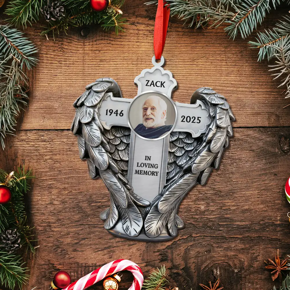 Custom Photo Angel Wings Are Always With You - Personalized Metal Ornament - Image 5