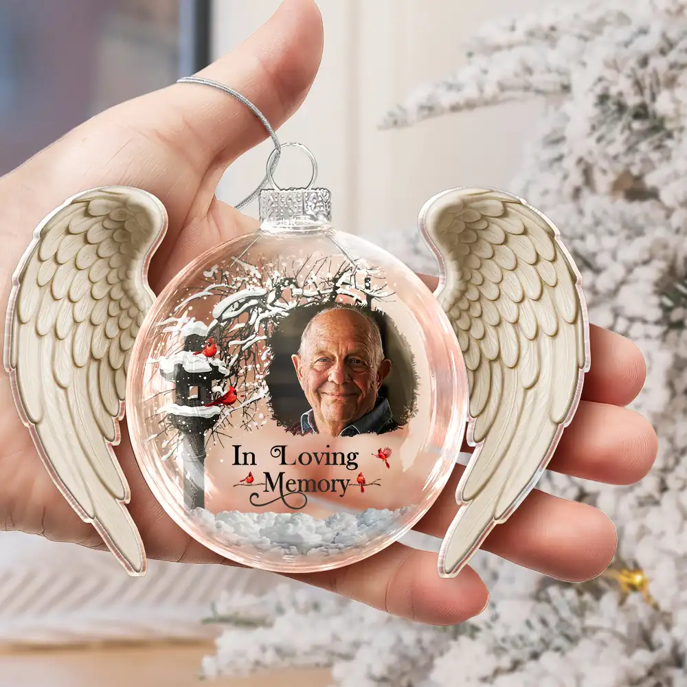 Custom Photo Angel Wings Memorial I Am Always With You - Personalized Custom Shaped Glass Ornament - Image 4