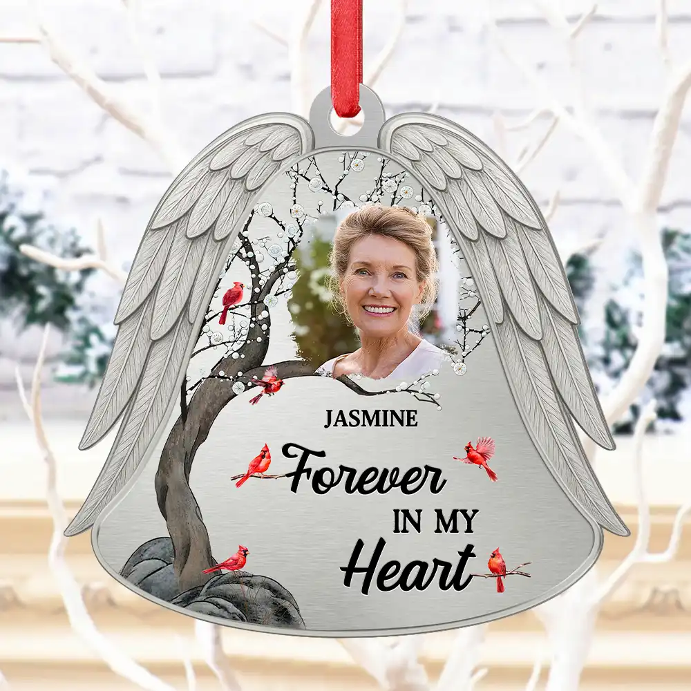 Custom Photo Angel Wings Were Ready But My Heart Was Not - Personalized Metal Ornament - Image 4