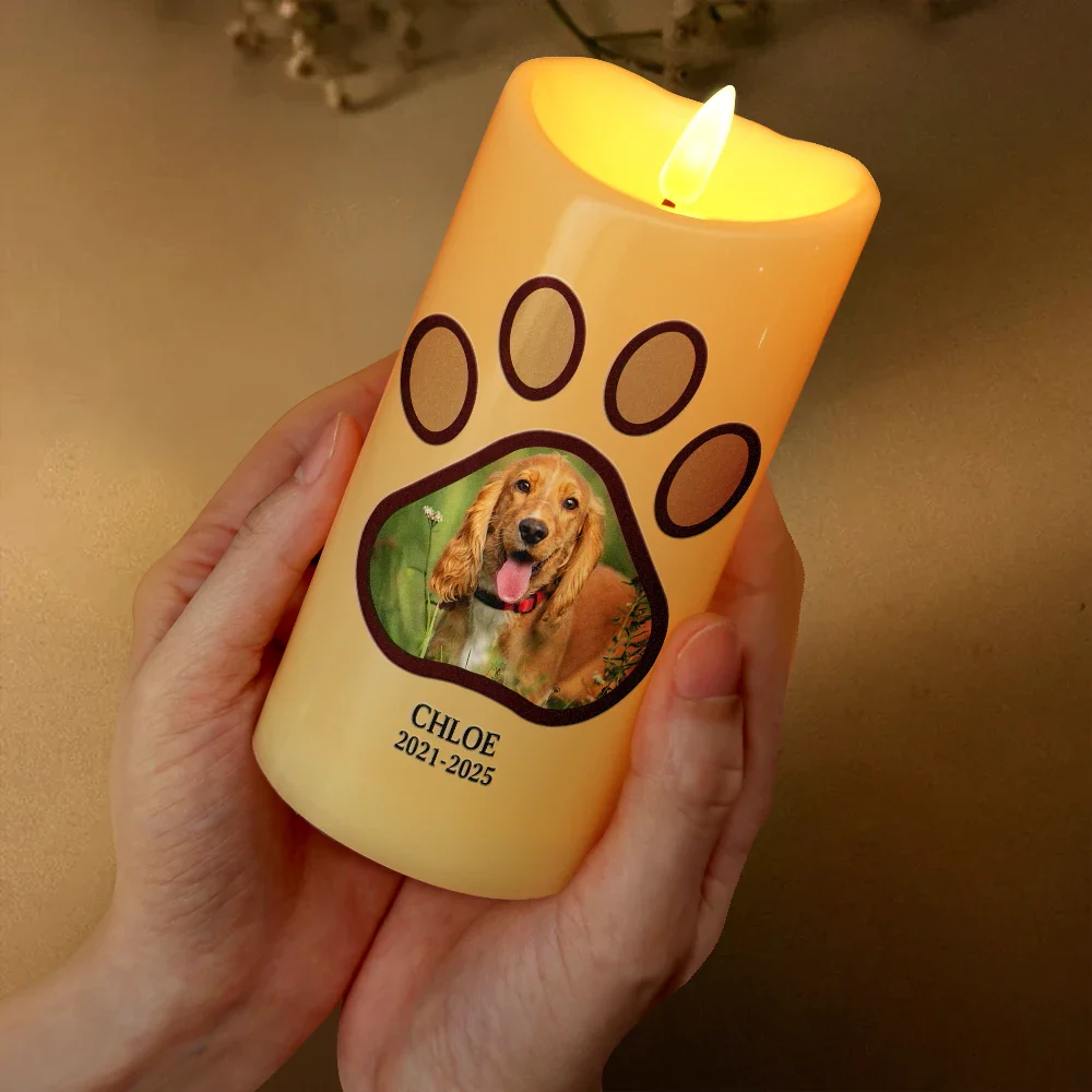 Custom Photo Angels Have Paws - Personalized Flameless LED Candle - Image 3