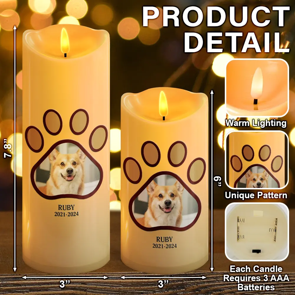 Custom Photo Angels Have Paws - Personalized Flameless LED Candle - Image 5